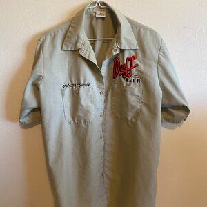 Simpsons Duff Beer Tan Button Up Shirt Size M